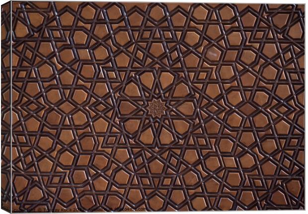 Ottoman  art with geometric patterns on wood Canvas Print by Turgay Koca