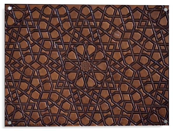 Ottoman  art with geometric patterns on wood Acrylic by Turgay Koca