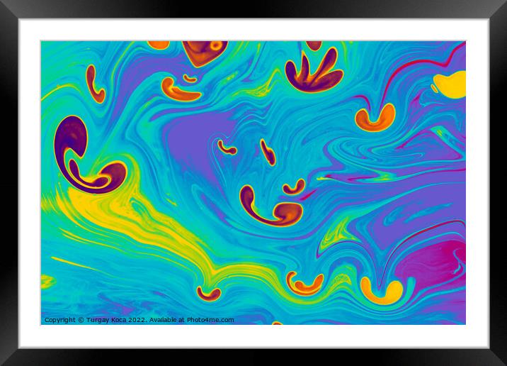 Abstract marbling art patterns as colorful background Framed Mounted Print by Turgay Koca