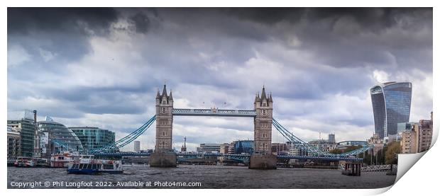 River Thames scene including Tower Bridge. Print by Phil Longfoot