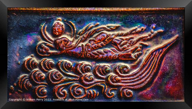 Ancient Ceramic Angel Brick Buddhist iron Pagoda Kaifeng China Framed Print by William Perry