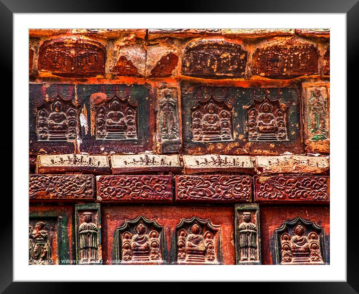 Ancient Buddha Bricks Buddhist Iron Pagoda Kaifeng Henan China Framed Mounted Print by William Perry