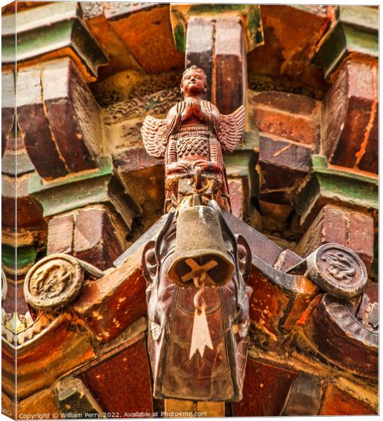 Ancient Buddhist Angel Buddhist Iron Pagoda Kaifeng Henan China Canvas Print by William Perry
