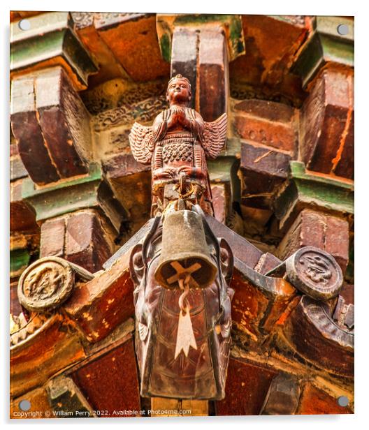 Ancient Buddhist Angel Buddhist Iron Pagoda Kaifeng Henan China Acrylic by William Perry