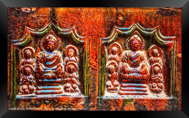 Ancient Buddha Bricks Buddhist Iron Pagoda Kaifeng Henan China Framed Print by William Perry
