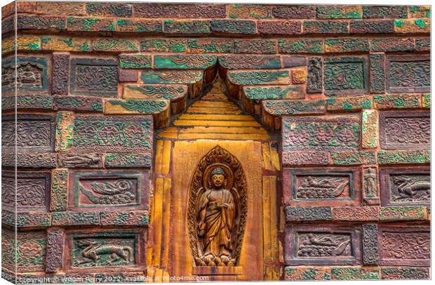 Ancient Buddha Details Buddhist Iron Pagoda Kaifeng Henan China Canvas Print by William Perry