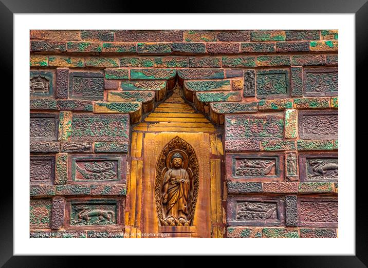 Ancient Buddha Details Buddhist Iron Pagoda Kaifeng Henan China Framed Mounted Print by William Perry
