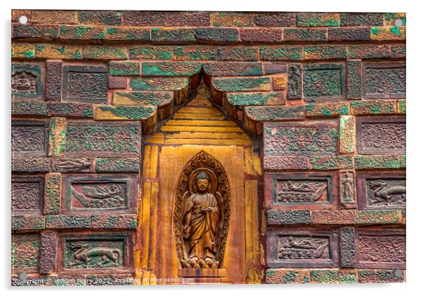 Ancient Buddha Details Buddhist Iron Pagoda Kaifeng Henan China Acrylic by William Perry