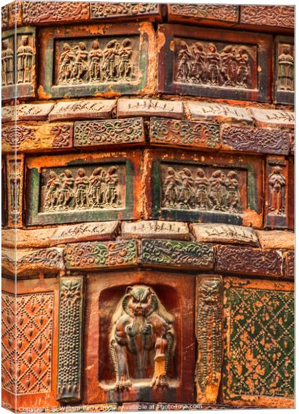 Ancient Tiger Dancer Bricks Buddhist Iron Pagoda Kaifeng China Canvas Print by William Perry