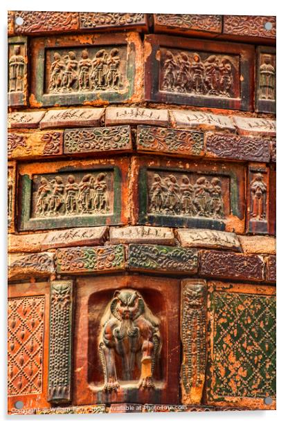 Ancient Tiger Dancer Bricks Buddhist Iron Pagoda Kaifeng China Acrylic by William Perry