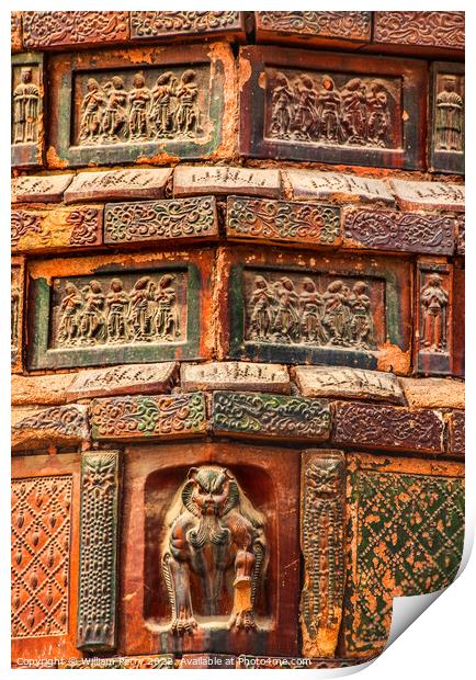 Ancient Tiger Dancer Bricks Buddhist Iron Pagoda Kaifeng China Print by William Perry
