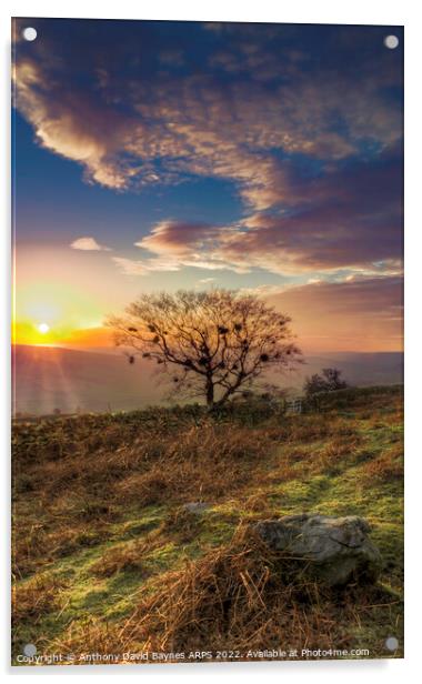 Sunset near Danby, North Yorkshire. Acrylic by Anthony David Baynes ARPS