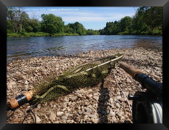 A Serene Scene of Salmon Fishing Framed Print by Sandy Young