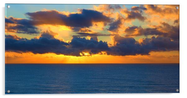 Orange Sunrise Cloudscape sea Panorama Acrylic by Jeremy Hayden