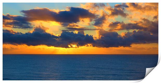 Orange Sunrise Cloudscape sea Panorama Print by Jeremy Hayden