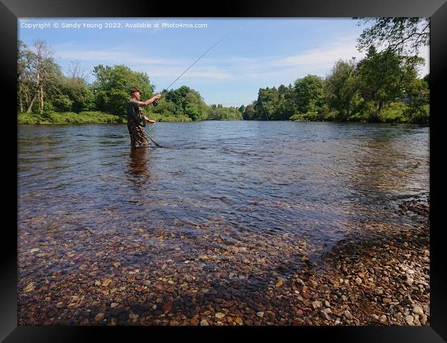 Tranquil Fly Fishing on River Tay Framed Print by Sandy Young