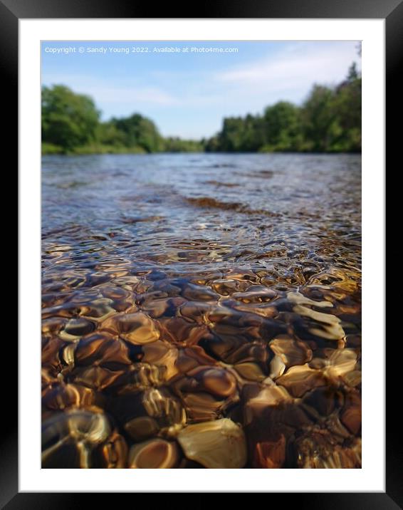 Downstream view of The River Tay near Aberfeldy  Framed Mounted Print by Sandy Young