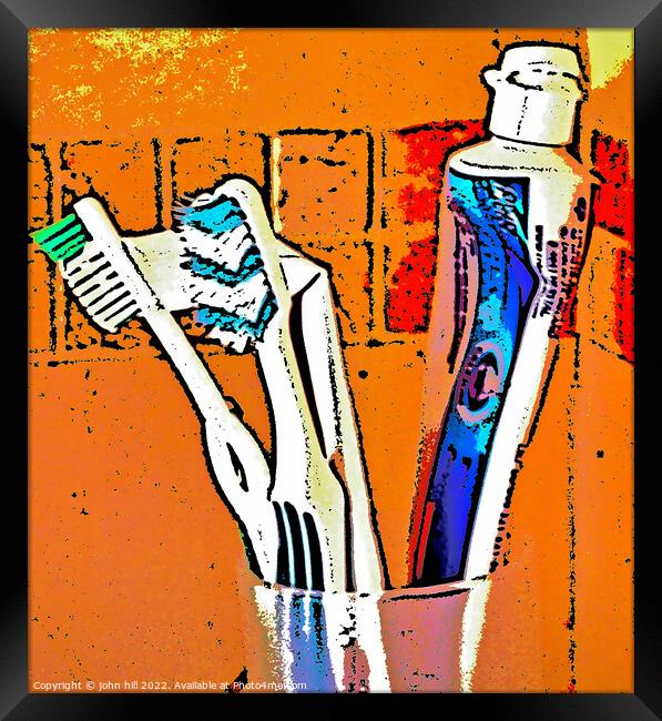 Portrait close up of Toiletries.(illustration) Framed Print by john hill