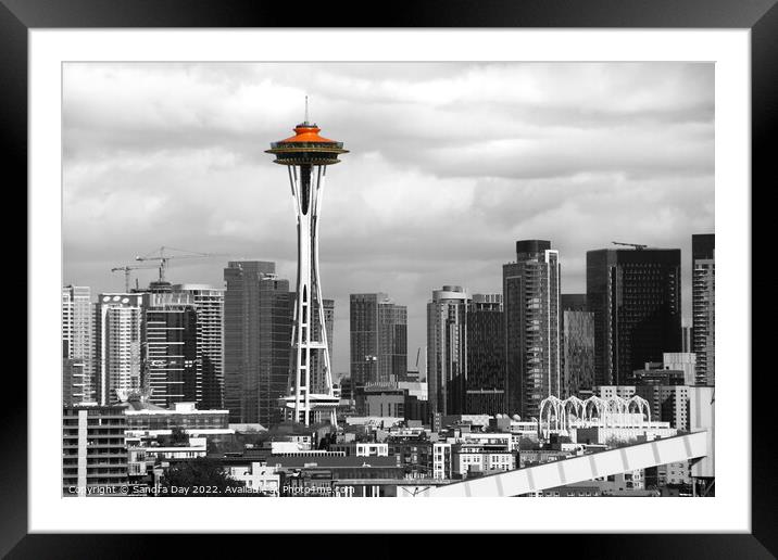 Space Needle Seattle Framed Mounted Print by Sandra Day