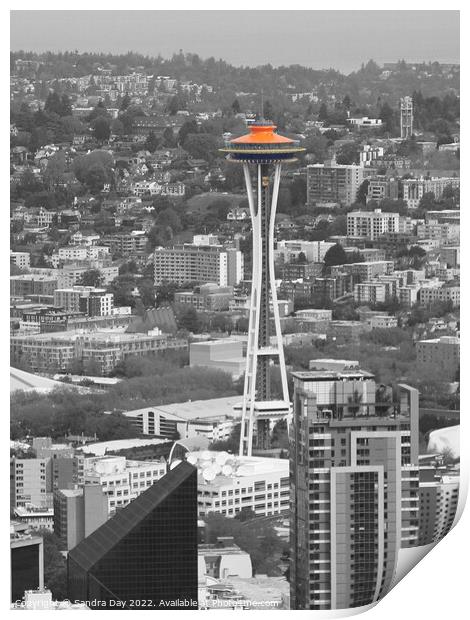 Seattle Space Needle  Print by Sandra Day