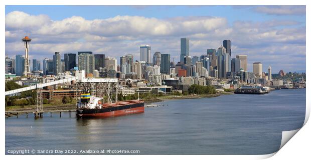 Seattle from the sea Print by Sandra Day