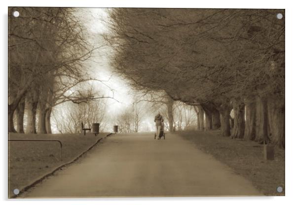 Afternoon Stroll - Sepia Acrylic by Glen Allen