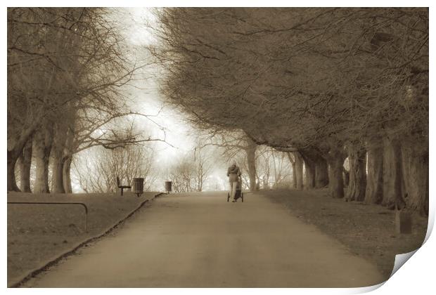 Afternoon Stroll - Sepia Print by Glen Allen