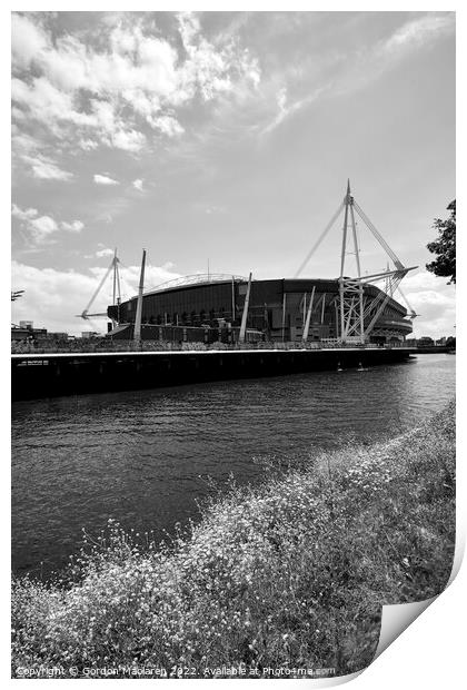 Principality Stadium, Cardiff, Monochrome  Print by Gordon Maclaren