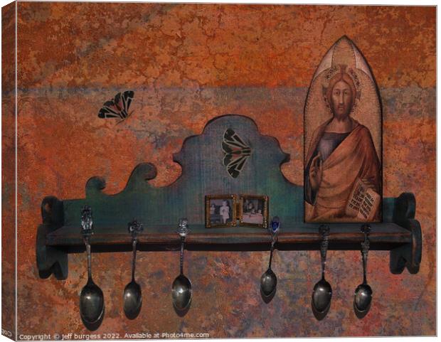 Still life spoons with moths Canvas Print by jeff burgess