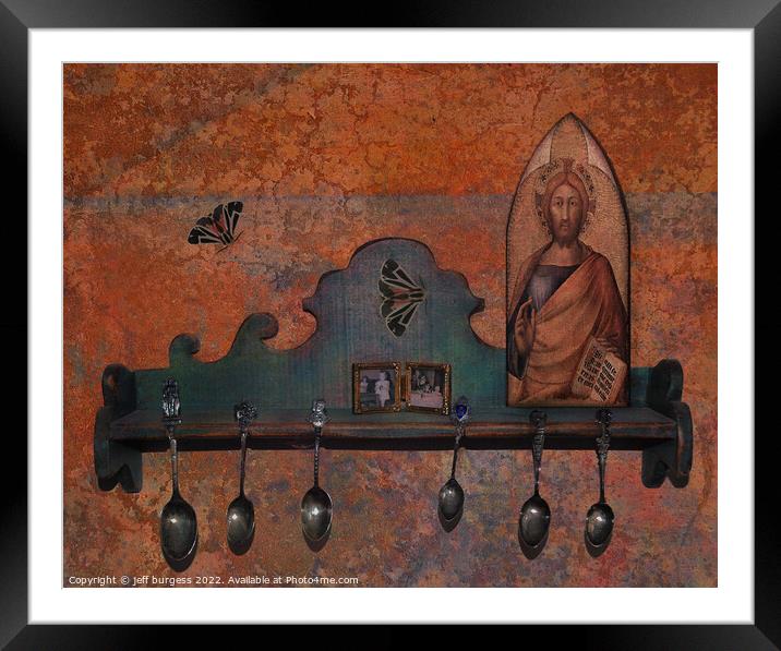 Still life spoons with moths Framed Mounted Print by jeff burgess
