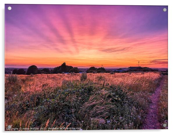 Radiant Sunset at Borough Hill Acrylic by Helkoryo Photography