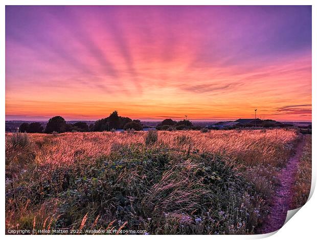 Radiant Sunset at Borough Hill Print by Helkoryo Photography