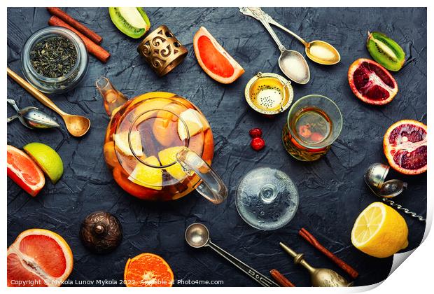 Fruit tea with citrus. Print by Mykola Lunov Mykola