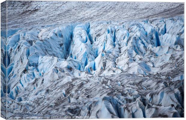 Deep blue furrows of Exit Glacier (Alaska) Canvas Print by Andreas Himmler