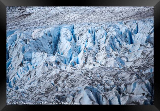 Deep blue furrows of Exit Glacier (Alaska) Framed Print by Andreas Himmler