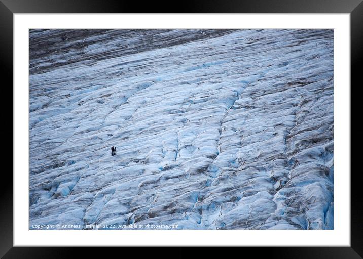 Two hikers on Exit Glacier (Alaska) Framed Mounted Print by Andreas Himmler