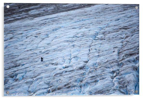 Two hikers on Exit Glacier (Alaska) Acrylic by Andreas Himmler