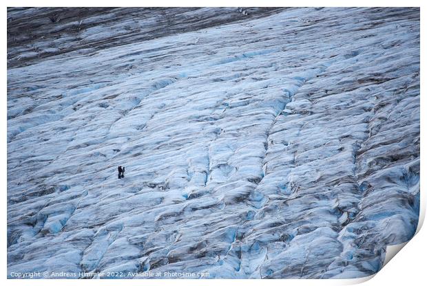 Two hikers on Exit Glacier (Alaska) Print by Andreas Himmler