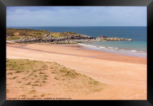 Sandy beach and dunes at Redpoint Framed Print by Keith Douglas