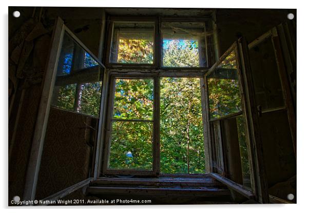 Open urbex window Acrylic by Nathan Wright
