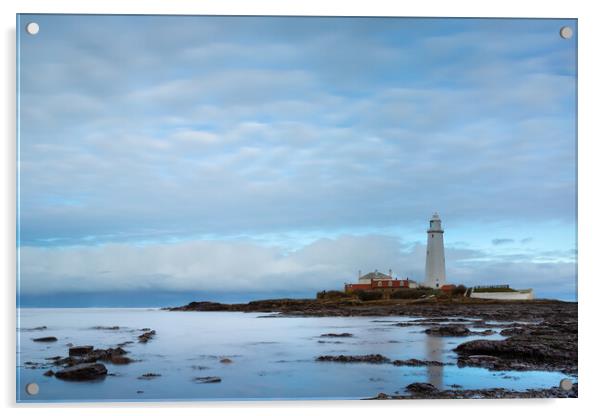 St Marys Lighthouse Northumberland Acrylic by Phil Durkin DPAGB BPE4