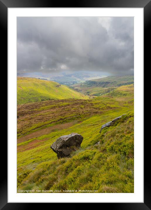 Laddow Rocks and the Valley Framed Mounted Print by Alan Dunnett