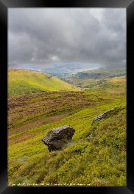 Laddow Rocks and the Valley Framed Print by Alan Dunnett