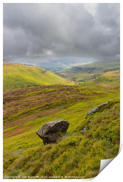 Laddow Rocks and the Valley Print by Alan Dunnett
