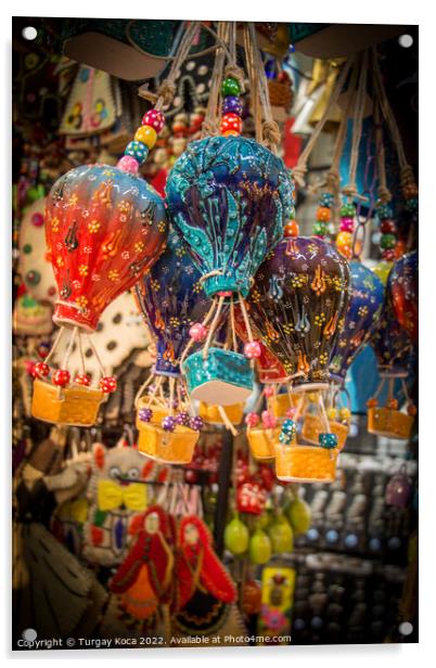 Little model colorful hot air balloons Acrylic by Turgay Koca