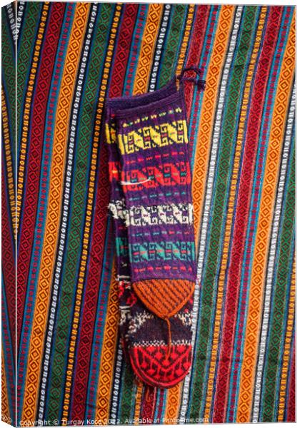 handmade colorful Turkish ethnic styled woven socks Canvas Print by Turgay Koca
