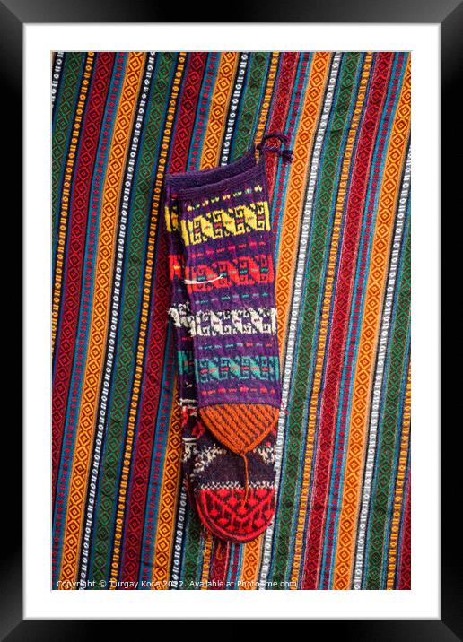 handmade colorful Turkish ethnic styled woven socks Framed Mounted Print by Turgay Koca
