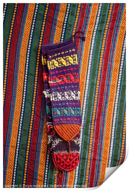 handmade colorful Turkish ethnic styled woven socks Print by Turgay Koca