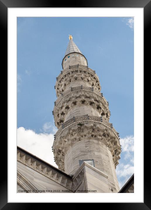 Minaret of Ottoman Mosques in view Framed Mounted Print by Turgay Koca