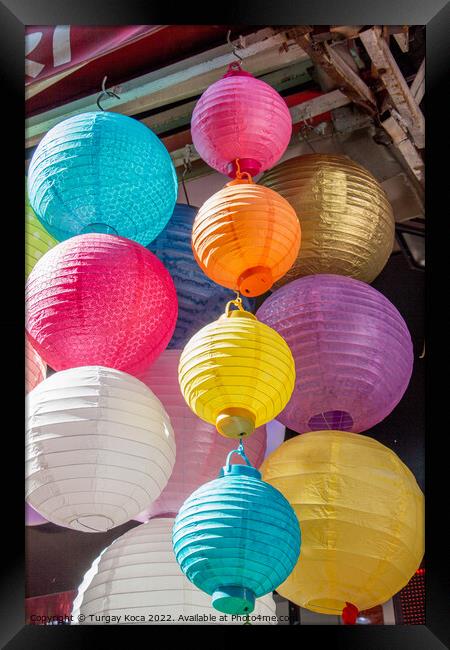 Colorful paper lantern outdoor in a marketplace Framed Print by Turgay Koca